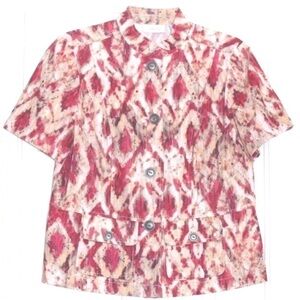 Chico's Linen Blend Short Sleeve Pink Jacket Blazer Women S